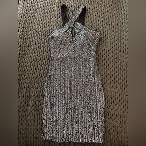 Guess Black and Silver Backless Dress